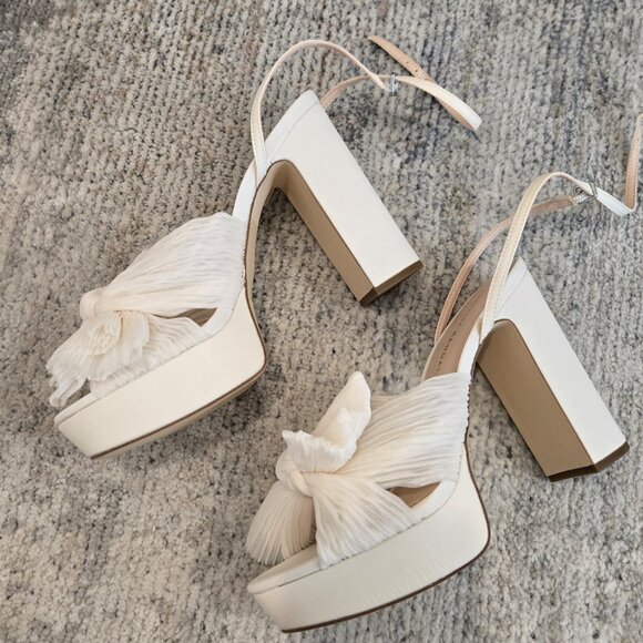 NWT Loeffler Randall Natalia Pearl Platform Bow Heel Size 7.5 - Picture 5 of 10